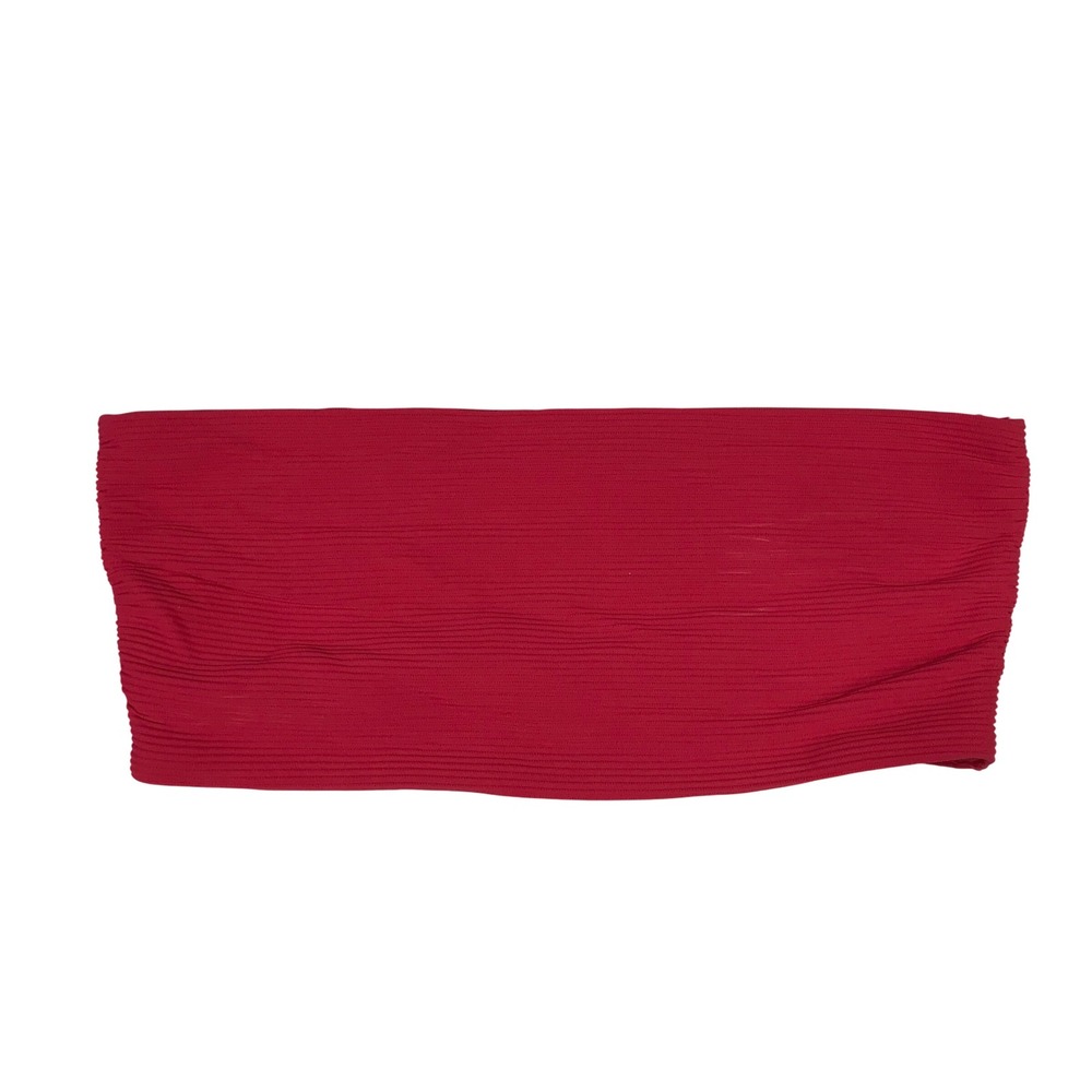 Sea Folly Red Ribbed Bandeau Bikini Top Strapless Swimwear Size 12